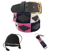 CARLOS DIAZ Cintura da Uomo Donna Premium Unisex in Pelle Marroneee Ricamata Designer Polo (95 cm / 36-38 Inches)