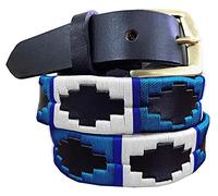 CARLOS DIAZ Set Cintura Polo per Uomini e Donne in Pelle Marrone Ricamata (100 cm / 36 Inches)