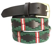 CARLOS DIAZ Set Cintura Polo per Uomini e Donne in Pelle Marrone Ricamata (80 cm/ 28 Inches)