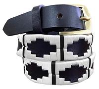 CARLOS DIAZ Set Cintura Polo per Uomini e Donne in Pelle Marrone Ricamata (85 cm / 30 Inches)