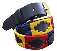 CARLOS DIAZ Set Cintura Polo per Uomini e Donne in Pelle Marrone Ricamata (90 cm / 32 Inches)