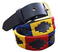 CARLOS DIAZ Set Cintura Polo per Uomini e Donne in Pelle Marrone Ricamata (90 cm / 32 Inches)