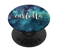 Carlotta - Azzurra Stelle e Galassie Nome Personalizzato PopSockets PopGrip: Impugnatura per Telefoni Cellulari e Tablet Intercambiabile