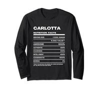 Carlotta Dichiarazione Nutrizionale Nome Divertente Maglia a Manica