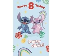 Carlton Cards Biglietto di auguri per 8° compleanno di Stitch Disney per ragazze, design unico di Stitch, carino per bambini/bambini, biglietto di auguri per 8° compleanno