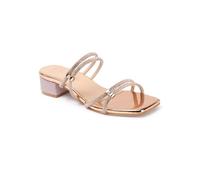 Carlton London Sandali da donna con tacco a blocco, punta quadrata, alla moda, per uso quotidiano, ufficio, uso casual, Oro rosato, 6 UK