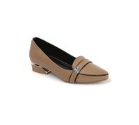 Carlton London Scarpe da donna comode con tacco a blocco, punta appuntita, alla moda, per uso quotidiano, ufficio, uso casual, Beige scuro., 4 UK