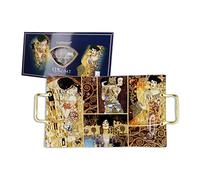 Carmani - Rettangolare quadrato in vetro stampato, Vassoio con manico con Gustav Klimt 'Il bacio' dipinto 39.7x24.8cm