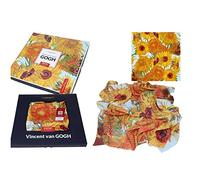 CARMANI - Sciarpa da donna moda collo con Vincent van Gogh, girasoli, 90x90cm, Arancione, 90x90cm