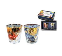 CARMANI - Set di 2 bicchieri rotondi decorati con "Café Terrace at Night" e "The Starry Night" V.Gogh