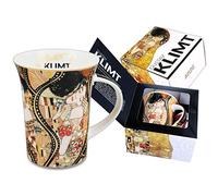 Carmani - Tazza in porcellana decorata con Montage 'The Kiss and Adele' di Gustav Klimt 350ml