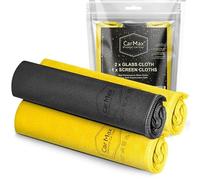 CarMax® - Panni per vetro e touchscreen, 2 panni per la pulizia di vetri e specchi, senza pelucchi, in microfibra super morbida con finitura in pelle scamosciata per touchscreen ed elementi interni