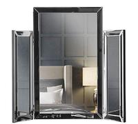 CARME Paloma - Specchio di lusso a tre pieghe pieghevole da tavolo da tavolo, design in vetro smussato, struttura moderna per spogliatoio, camera da letto, cosmetici, trucco per capelli (grigio)
