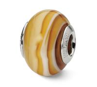 Carmel & Bianco Vetro di Murano Italiano Perlina .925 Argento Reflection Beads
