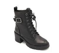 Carmela 161901 stivaletto pelle nero laccio cerniera fibbia borchie tacco T 8cm