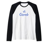 Carmelo Il re/Corona Blu e Nome per Gli Uomini Chiamato Carmelo Maglia con Maniche Raglan