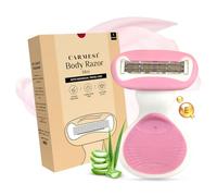 Carmesi Rasoio per il corpo da donna a 5 lame, striscia lubrificante per la depilazione indolore, con aloe vera e vitamina E, senza problemi per braccia, gambe, ascelle e bikini (1 pezzo)
