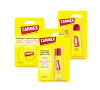 Carmex Classic Stick, tubetto e crogiolo - Cura delle labbra secche, balsamo per labbra idratante e lenitivo per labbra screpolate, con vaselina, vitamina E e cera d'api - (set da 3)