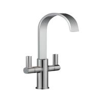 Carna - Rubinetto miscelatore da cucina cromato con doppia maniglia, corpo in ottone massiccio, stile moderno, durevole e affidabile