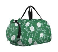 Carnation Lace Emerald Green - Borsone da palestra con scomparto per scarpe, multifunzione, per viaggi, nuoto, danza, balletto, Pizzo Garofano Verde Smer