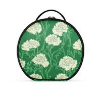 Carnation Lace Grass Green Makeup Bags con scomparti e maniglia Portablravel Borse per le donne con divisori regolabili 28 cm