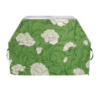 Carnation Lace Grass Green Outdoor Charcoal Grill Cover 165 pollici Impermeabile Heavy Duty Grill Cover con coulisse regolabile per polvere vento