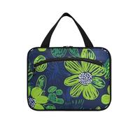 Carnation Lime Green e Navy Blue Hanging Travel Makeup Bag Grande con gancio, Designer Espandibile Impermeabile Cosmetic Bag per Accessori Must Haves Work Porta cosmeticos Mujer para cartera, Garofano