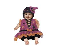 Costume Halloween Streghetta Baby 6-12 Mesi - Saccotto Vellutato Senza Maniche con Cuffia