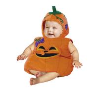 Costume halloween zucchetta baby 6-12 mesi - saccotto vellutato senza maniche con cappello