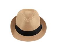Carnavalife Cappello Panama unisex, cappello di paglia, cappello da donna e uomo, cappello a tesa corta, cappello estivo con protezione solare UPF 50+, cappello da spiaggia Fedora, marrone, 59