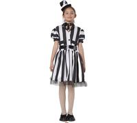 Carnavalife costume bambina Bitelchus, vestito a righe bianco nero, costume per bambini Tim Burton, costume Halloween ragazza, carnevale, festa a tema, cosplay (Bitelchus vestito, 10-12 anni)