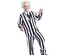 Carnavalife Costume Bitelchus, Beetle-juice Costume da Uomo Tim Burton, Costume Fantasma Uomo per Halloween e Carnevale (M)
