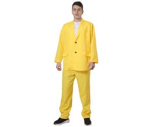 Carnavalife Costume da gangster da uomo giallo anni '90, tuta in due pezzi con giacca e pantaloni, per Halloween, cosplay, scarabeo, bob, taglia M