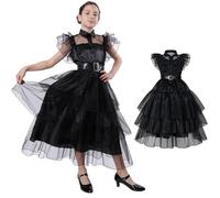 Carnavalife Costume Mercoledì Addams per Donna e Ragazza, Vestito