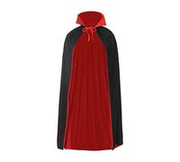 Carnavalife, Mantello con Cappuccio in Velluto Lungo Reversibile Medievale con Colletto, Vampiro, Festa di Carnevale di Halloween, Nero e Rosso, per Uomo, Donna, Ragazzo, Ragazza, Taglia 90cm
