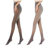 Carne 2PCS Pelle Elastica Medio Plus Calzini Penetranti Signore Velluto 220G con Piedi Penetranti Calzini Spessi Falsi (Khaki, One Size)