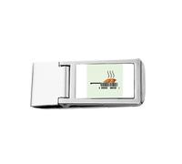 Carne Barbecue Food Pan Art Deco Fashion Slim Money Clip Acciaio Holder Pocket Wallet