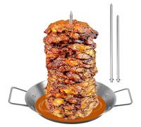 Carne Verticale inclinabile in Acciaio Inossidabile BBQ griglia di spiedini Verticali con 3 Picchi Barbecue rastrellino per Spiegare Verticale con Maniglia per la Salsiccia di Pesce di Pollo Intero