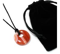 Carnelian Agogo Donut Necklace & Velvet Pouch