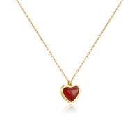Carnelian Crystal Necklace Red Heart Raw Stone Healing Crystals Dainty Heart Gemstone Pendant Necklace Anniversary Birthday Christmas Gift for Her
