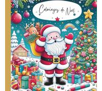 Carnet de coloriages NOËL pour enfants à couverture souple - 30 dessins simples à colorier - Niveau FACILE