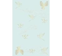 Carnet de notes 15,2 x 22,8 cm | Notebook format A5 | Oiseaux d'or sur fond bleu pâle | Carnet pour notes, écriture personnelle, journaling, croquis, ... blanches sans lignage | Couverture rigide