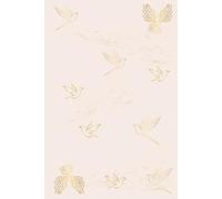Carnet de notes 15,2 x 22,8 cm | Notebook format A5 | Oiseaux d'or sur fond rose poudré | Carnet pour notes, écriture personnelle, journaling, ... blanches sans lignage | Couverture rigide