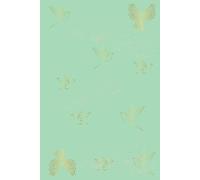 Carnet de notes 15,2 x 22,8 cm | Notebook format A5 | Oiseaux d'or sur fond vert d'eau | Carnet pour notes, écriture personnelle, journaling, croquis, ... blanches sans lignage | Couverture rigide