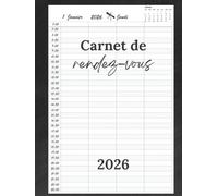 Carnet de rendez-vous coiffeur 2026 : Agenda coiffure rendez-vous 2026 , un jour = une page , de 07:00 à 22:30 intervalles de 30 minutes, Format A4.