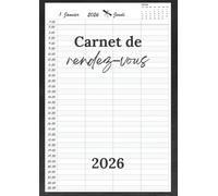Carnet de rendez-vous coiffeur 2026 : Agenda coiffure rendez-vous 2026 , un jour = une page , de 07:00 à 22:30 intervalles de 30 minutes, Format A4.