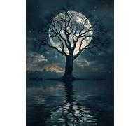 Carnet Silhouette Arbre et Lune: A5, Couverture souple, 240 Pages Lignées, Brillant