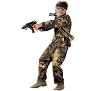 CARNEVALE COSTUME MIMETICO SPECIAL FORCE SOLDATO MILITARE BAMBINO 11/13 ANNI