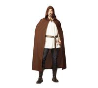 CARNEVALE HALLOWEEN MANTELLO MARRONE CAPPUCCIO BROWN CAPE MEDIEVALE FRODO JEDI