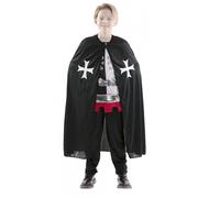 CARNEVALE HALLOWEEN MANTELLO MEDIEVALE CROCIATO NERO BIANCO BAMBINO ADULTO